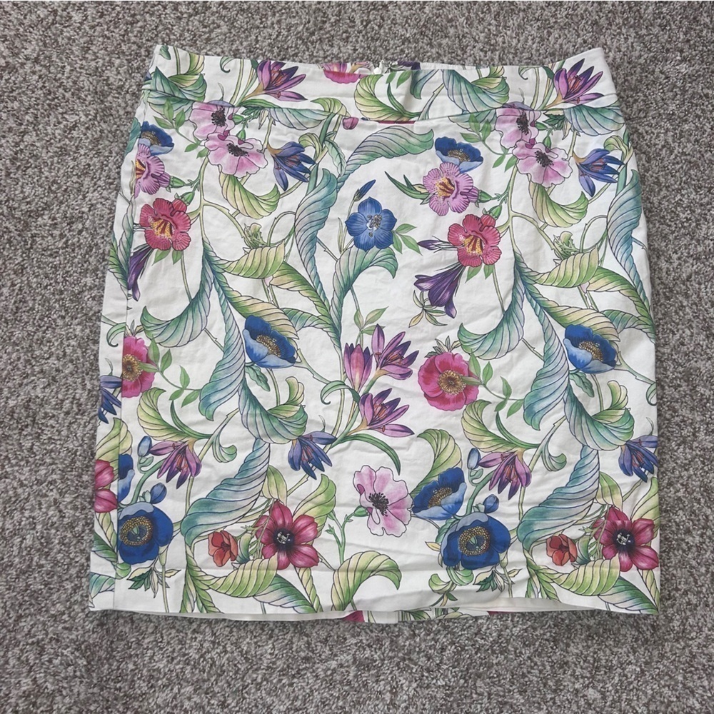 Ann Taylor Factory Floral Print Pencil Skirt Mini Formal Spring Colorful Formal